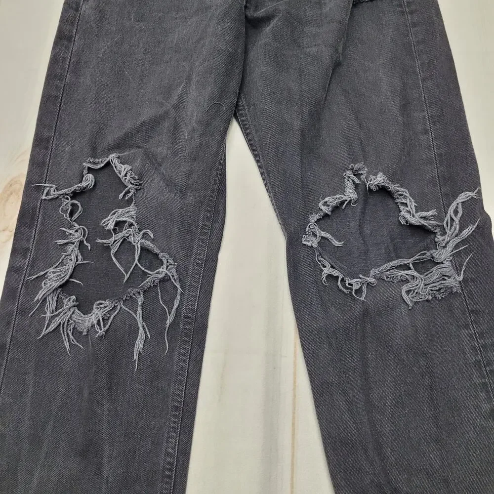 Agolde 90s midrise loose fit black jeans ripped distressed audio - Picture 4 of 12